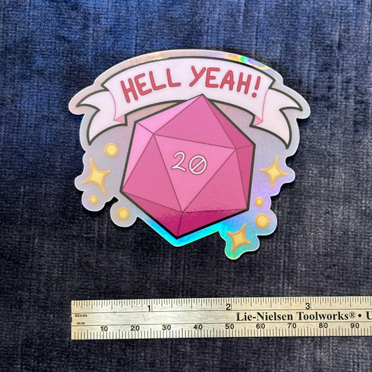 Hell Yeah! Nat 20! Metallic Vinyl Sticker – Celebrate Your Critical Triumph