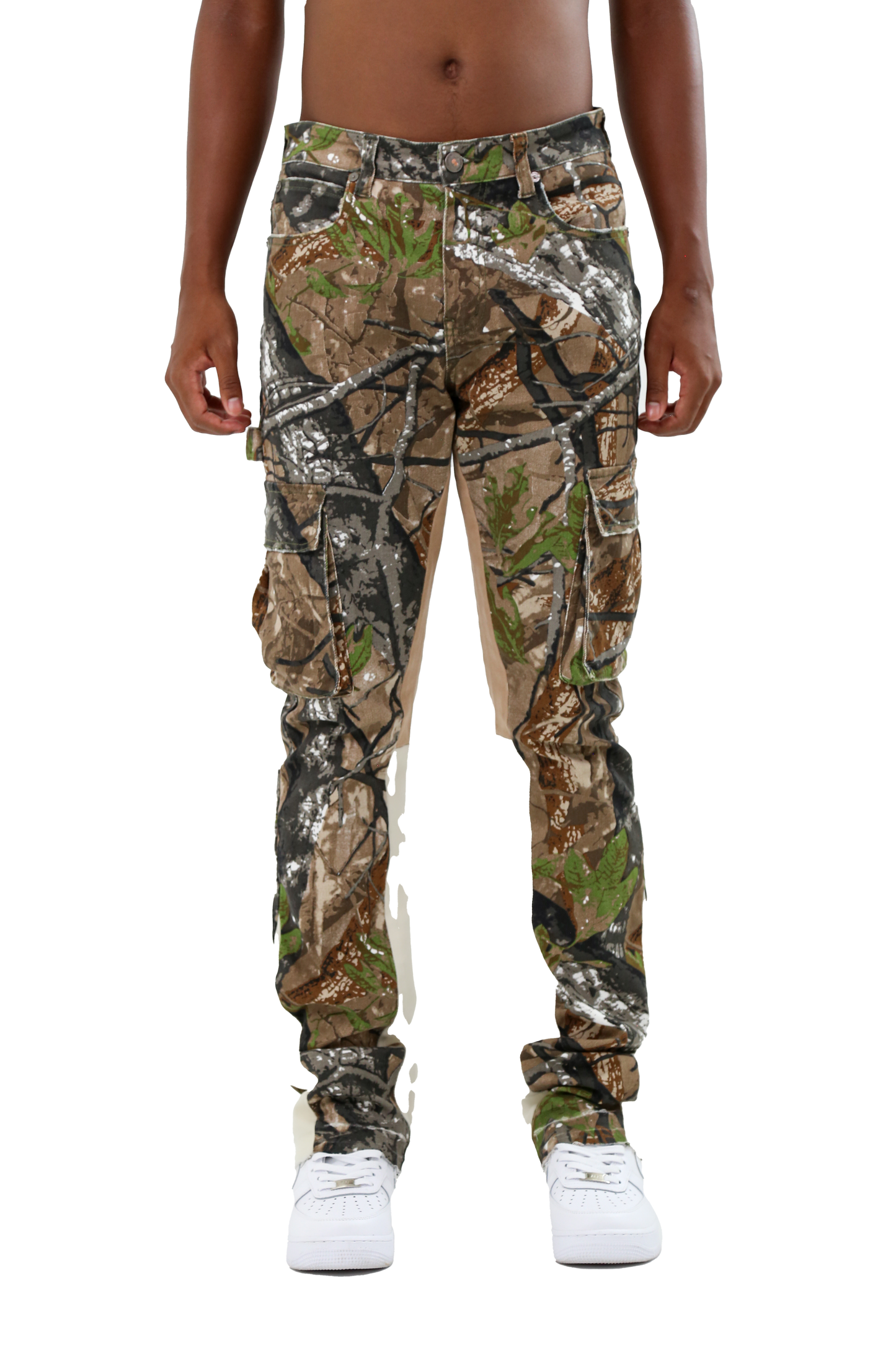 AR699-5 CAMOUFLAGE/WHITE STACKED JEANS
