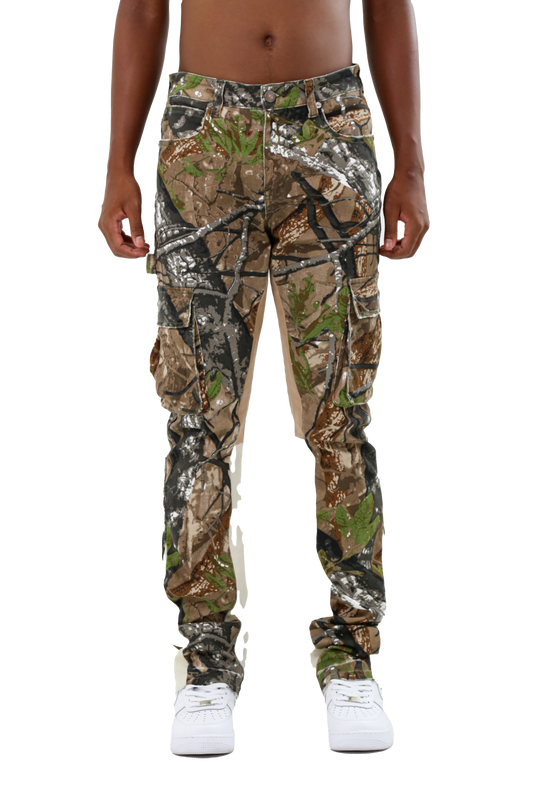 AR699-5 CAMOUFLAGE/WHITE STACKED JEANS
