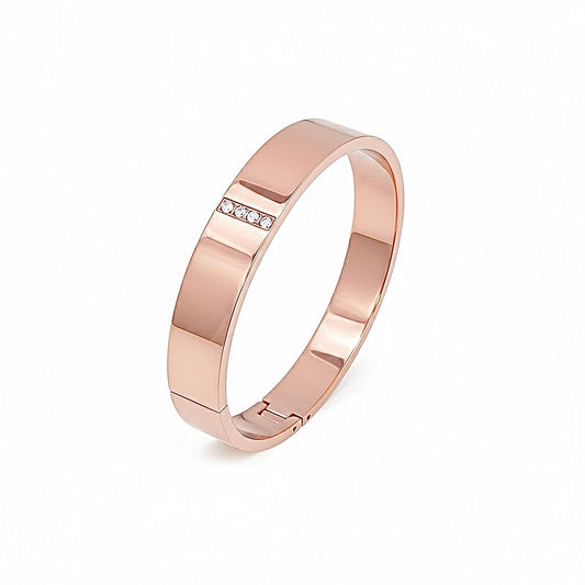 BG223RGP B.Tiff 4-Stone High Polish Rose Gold Wide Bangle Bracelet