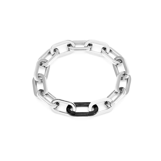 BG200WB B.Tiff Black Clasp Paperclip Bracelet
