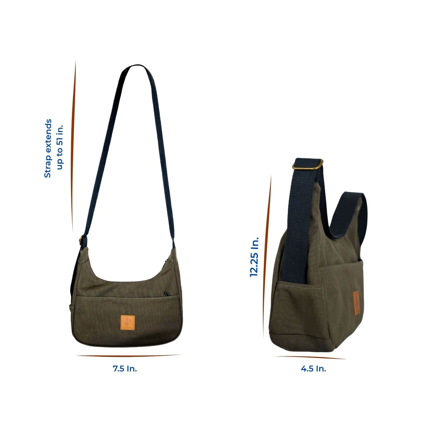 Crossbody Crescent Bag - Canvas Shoulder Bag for Women