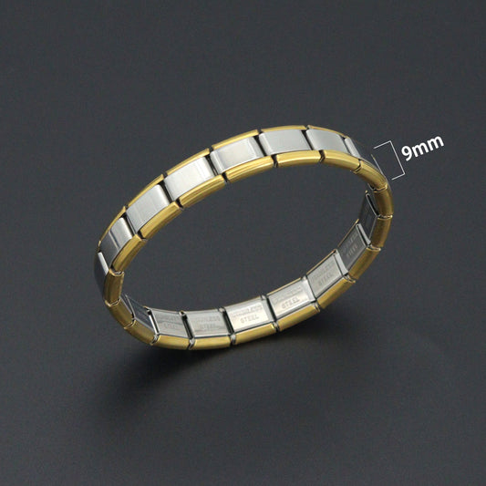 Gold Silver Dual Color Watch Band Stretchy Bracelet, Sku#LD773