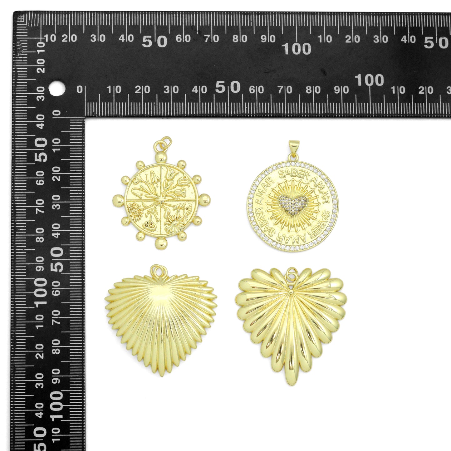 Large Spike Coin, Heart Charm Pendant, Sku#LK1289