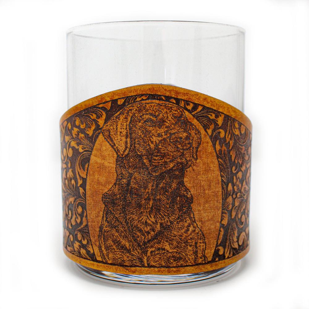 Handcrafted Leather Whiskey Glass Wraps |  Lab Bird Dog