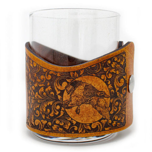 Handcrafted Leather Whiskey Glass Wraps |  Lab Bird Dog