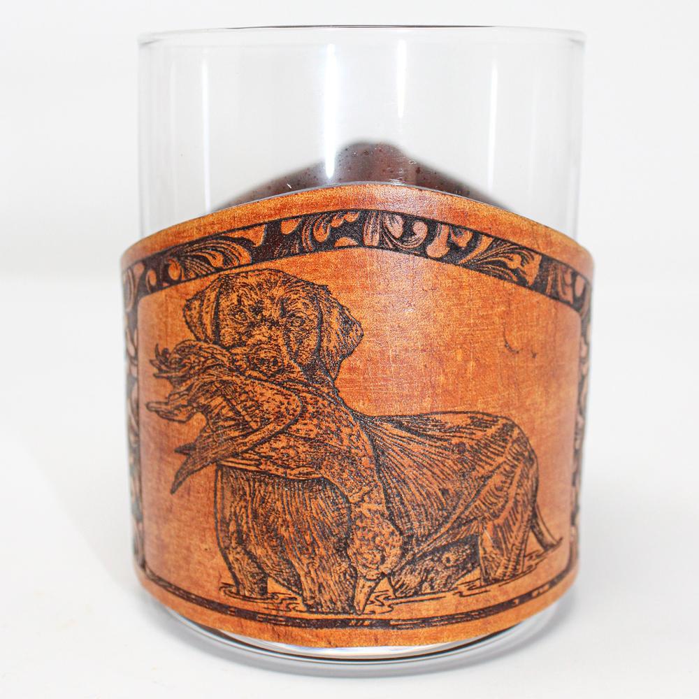 Handcrafted Leather Whiskey Glass Wraps | Mallard Retrieved