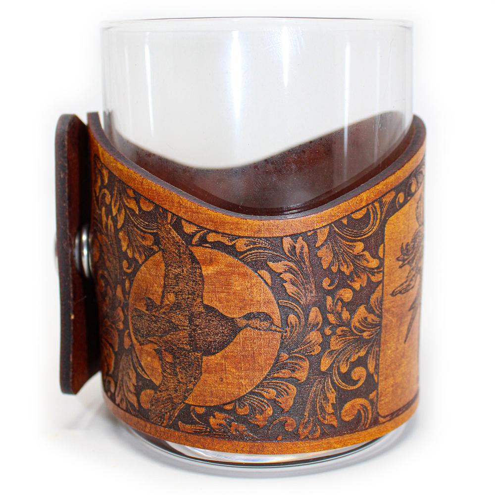 Handcrafted Leather Whiskey Glass Wraps | Mallard Retrieved