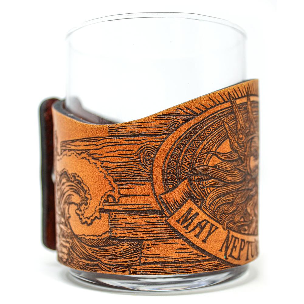 Whiskey Glass Leather Wrap - Pirate Toast - NEPTUNE