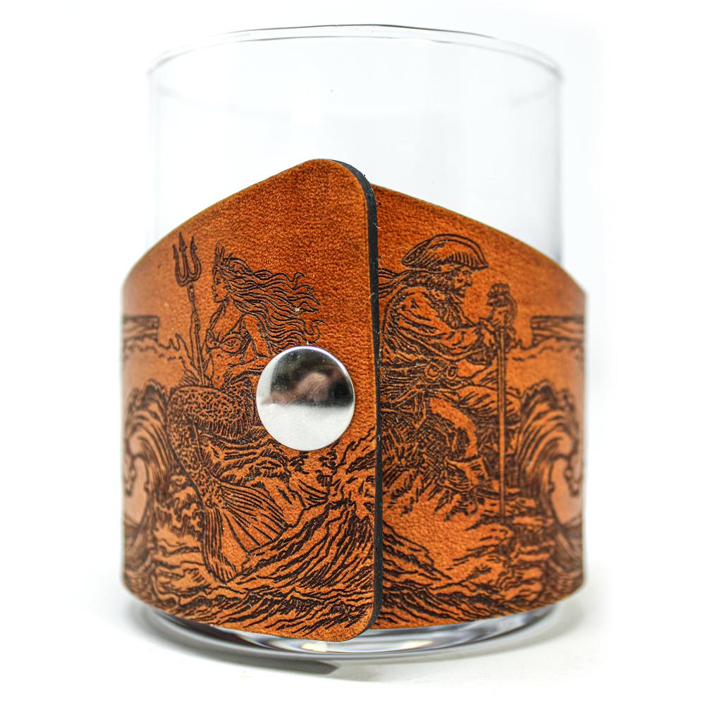 Whiskey Glass Leather Wrap - Pirate Toast - Pirate Ship