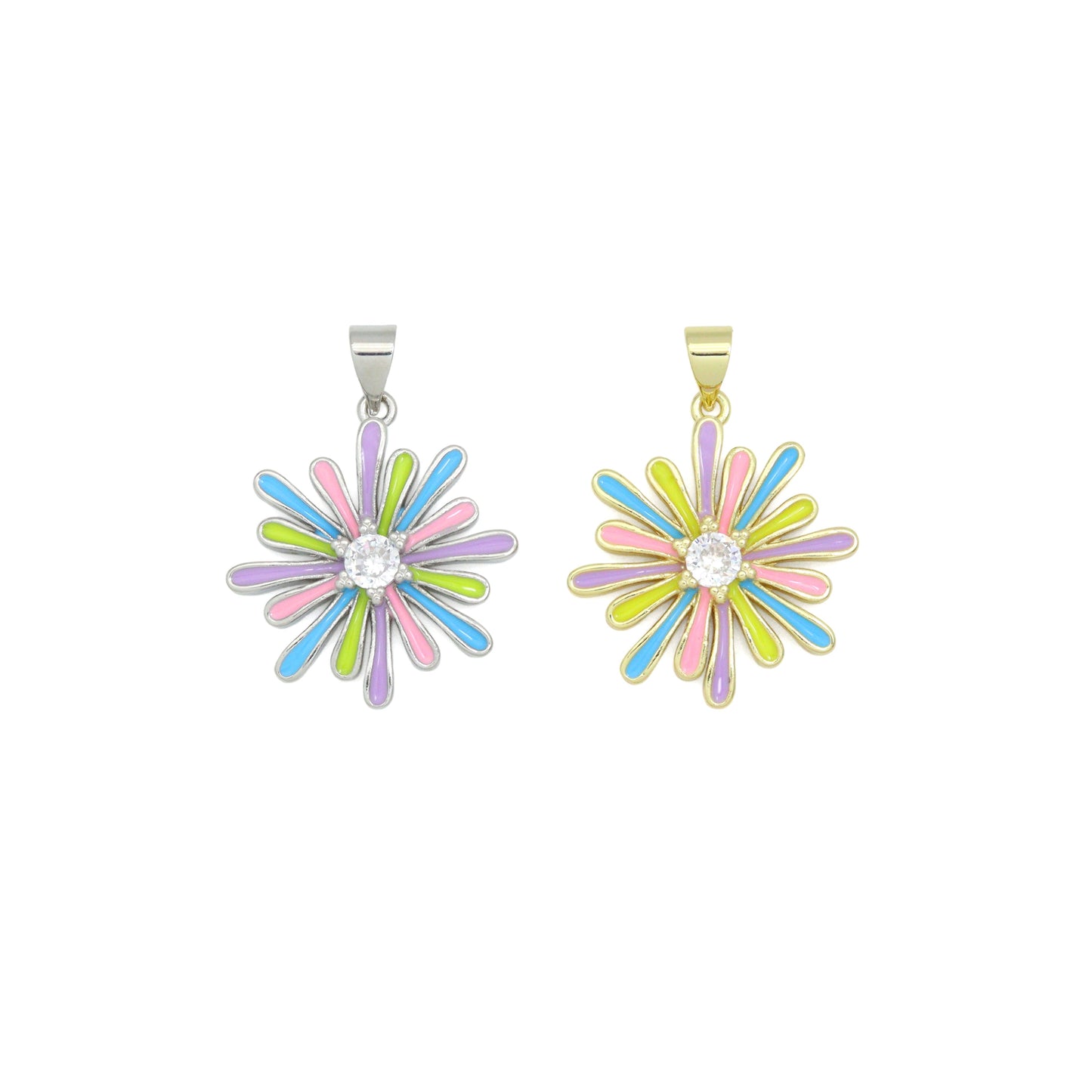Colorful Enamel Flower charm For Necklace Bracelet Jewelry Making Supply, Sku#LX932