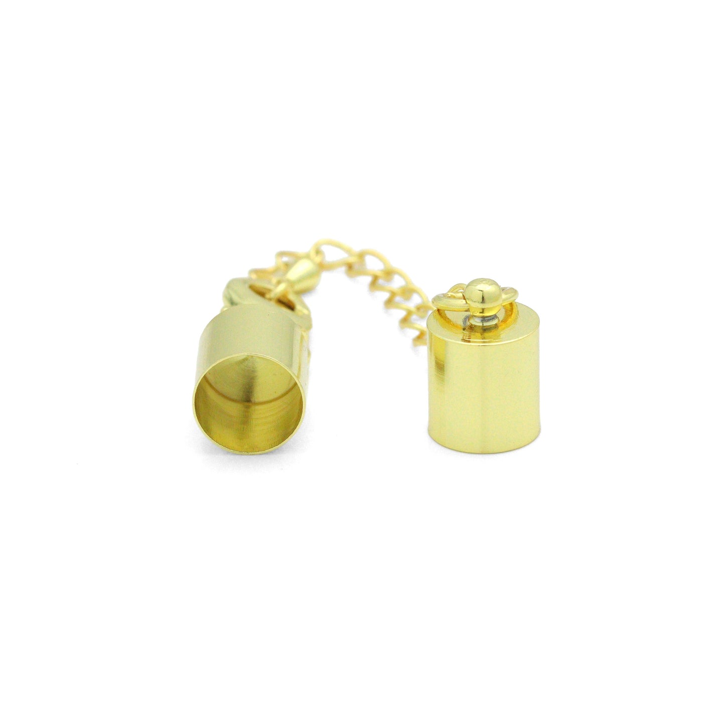 Gold End Cap Clasp with Extender Chain for Leather Cord, Scarf, and Jewelry, Sku#LX947