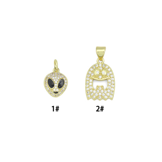 Aolloween Alien Head Ghost Charm Pendant, Sku#LX953