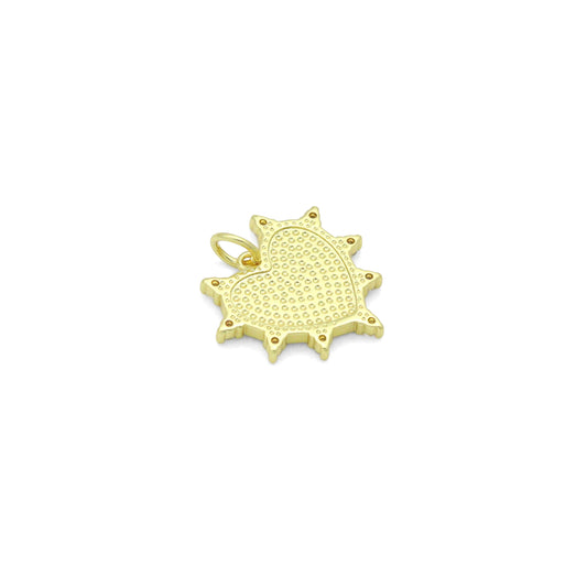Gold Sunburst Spike Heart Pendant Collection – White, Black, Red & Turquoise, Sku#LX954