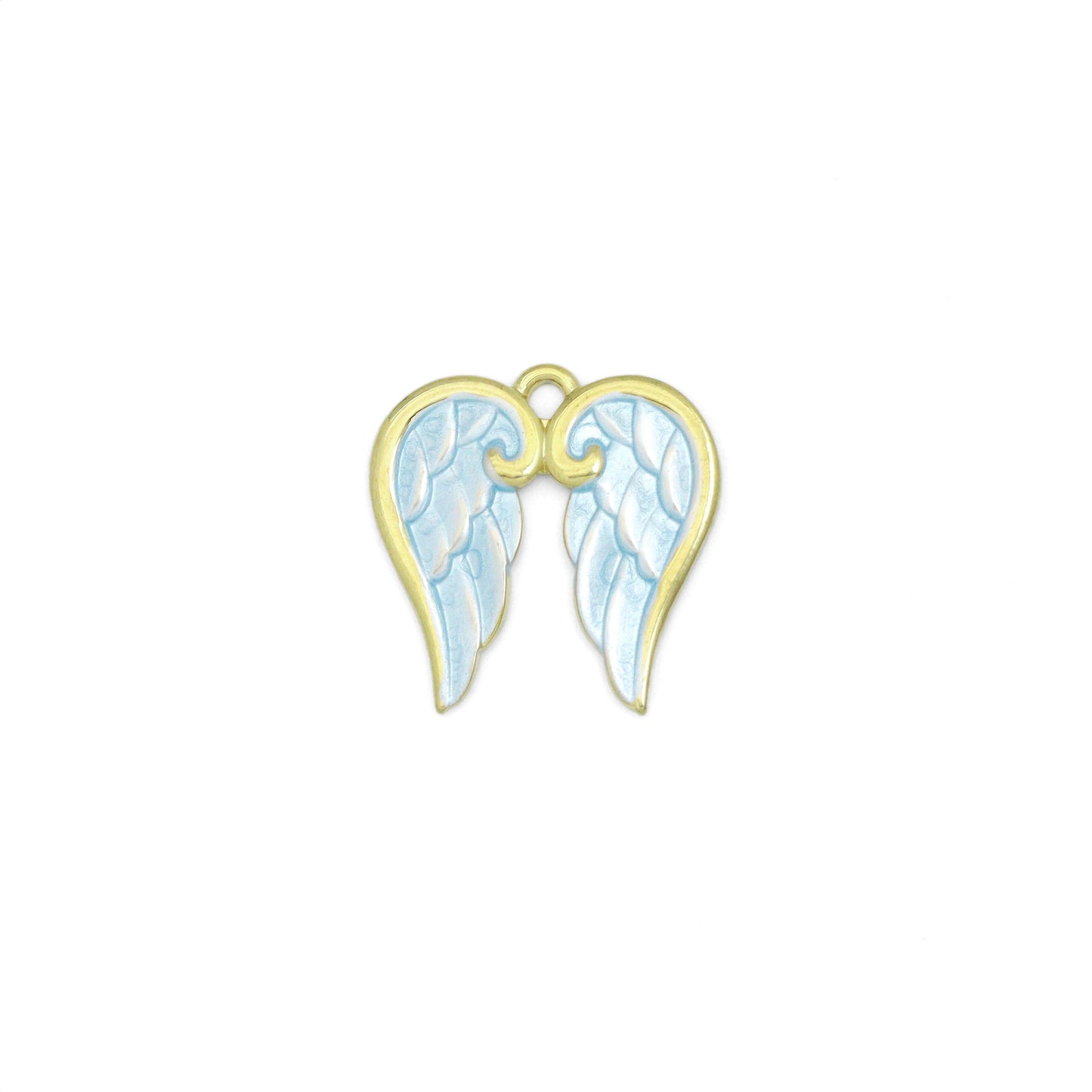 Gold Blue Angel's Wings Charm Pendant, Sku#LX976