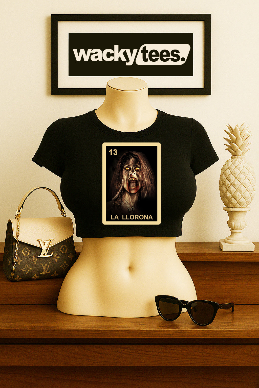 La Llorona The Wailer Wheeping Woman Loteria Mexican Bingo Graphic Tee Shirt