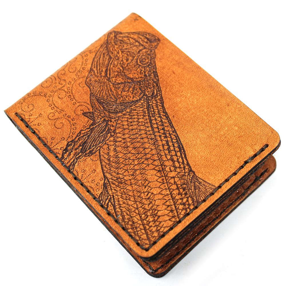 Handcrafted Twisting Tarpon Leather Bill Fold Wallet - Made to Order in USA