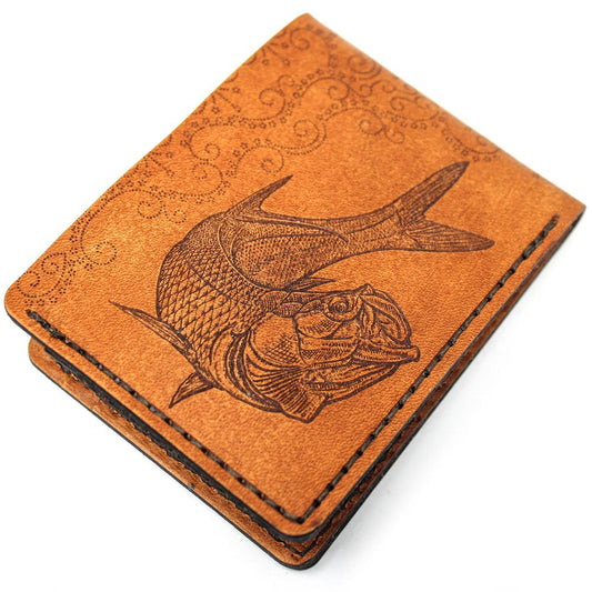 Handcrafted Twisting Tarpon Leather Bill Fold Wallet - Made to Order in USA