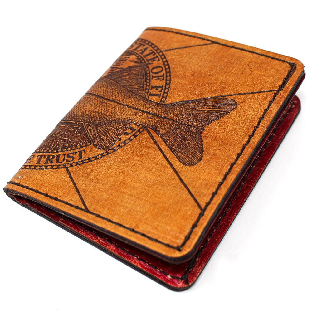 Handcrafted Leather Original Mens Wallet -  FL Flag Snook