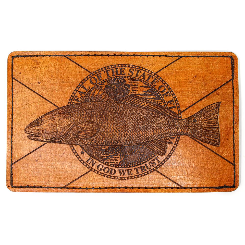 Handcrafted Leather Original Mens Wallet -  FL Flag Redfish