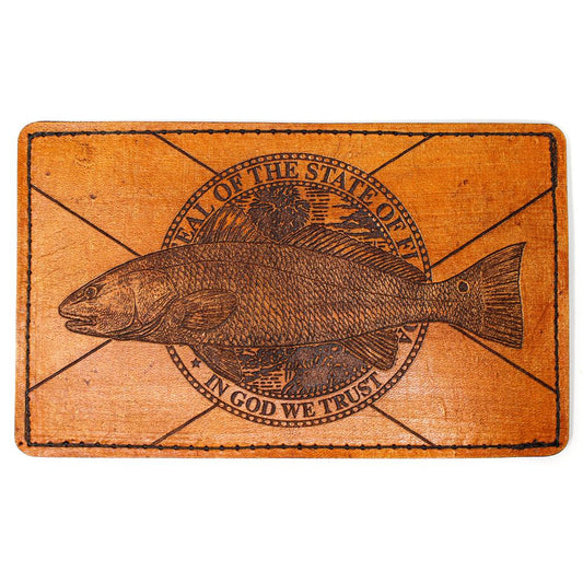 Handcrafted Leather Original Mens Wallet -  FL Flag Redfish