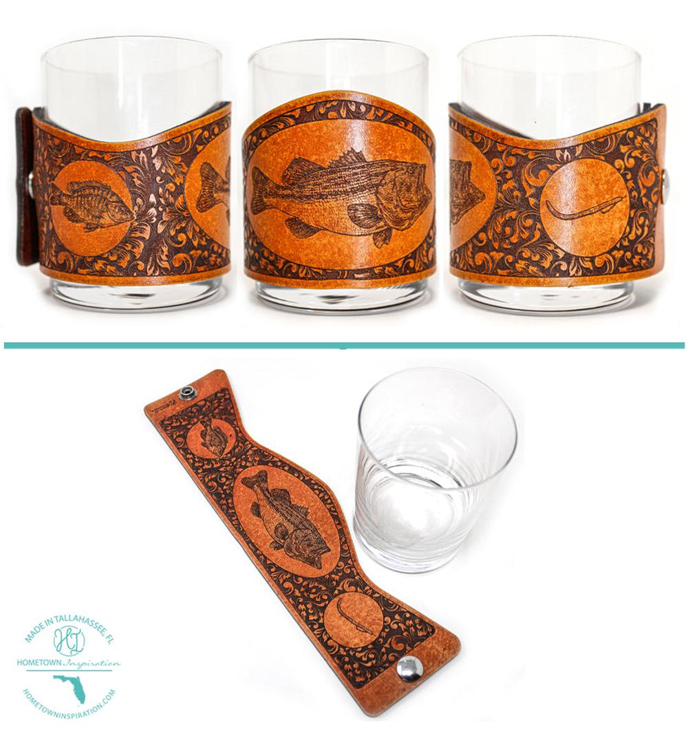 Whiskey Glass Leather Wrap - Bass Rocks Glass