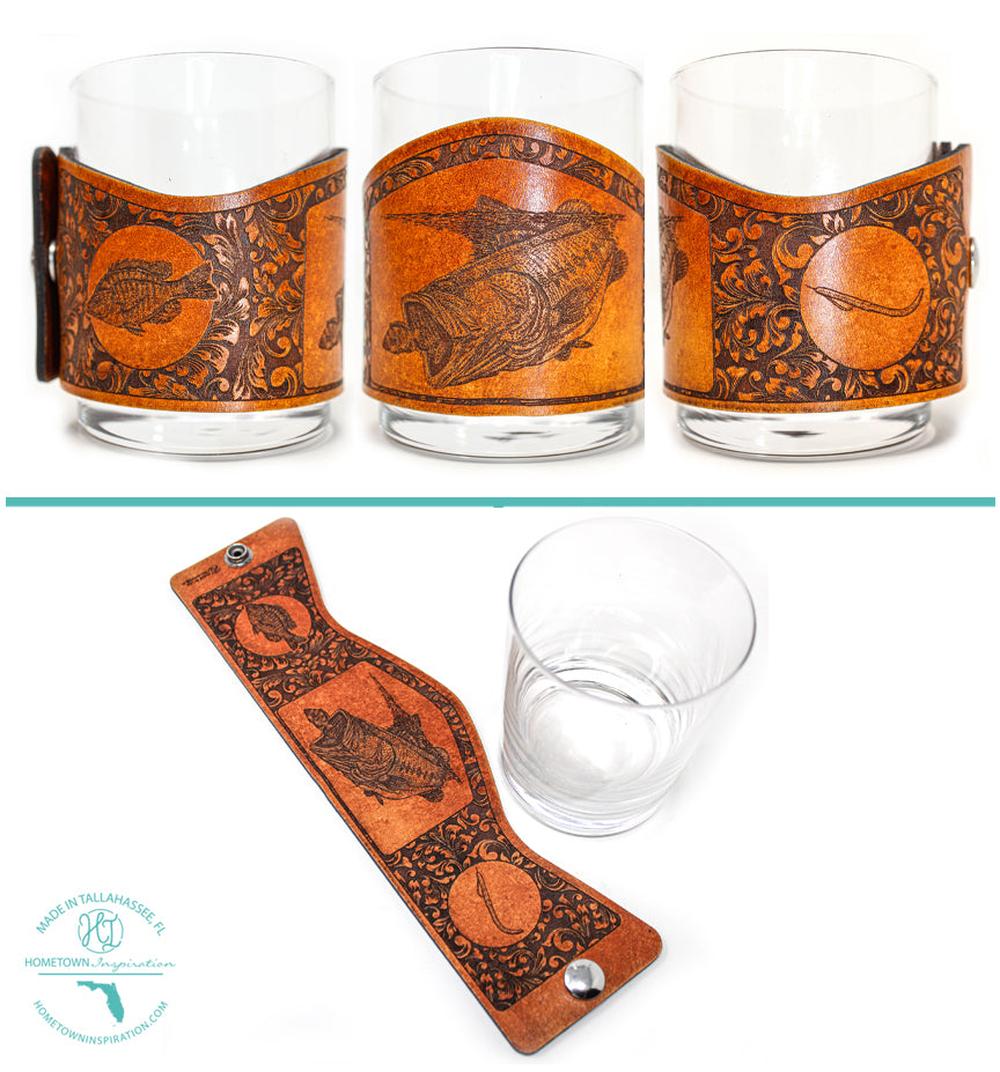 Whiskey Glass Leather Wrap - Bass Gulp