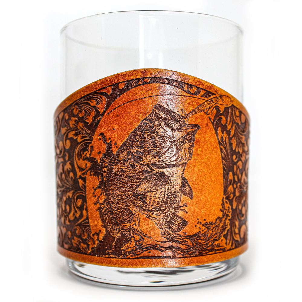 Whiskey Glass Leather Wrap - Bass Morning Glory