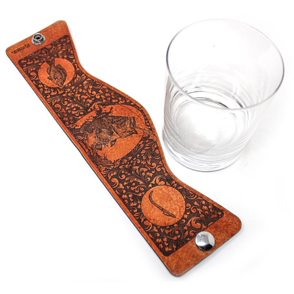 Whiskey Glass Leather Wrap - Bass Morning Glory