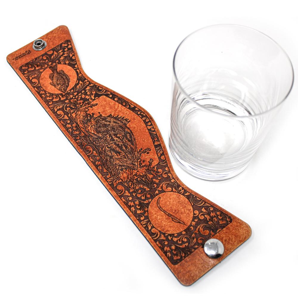 Whiskey Glass Leather Wrap - Bass Splash