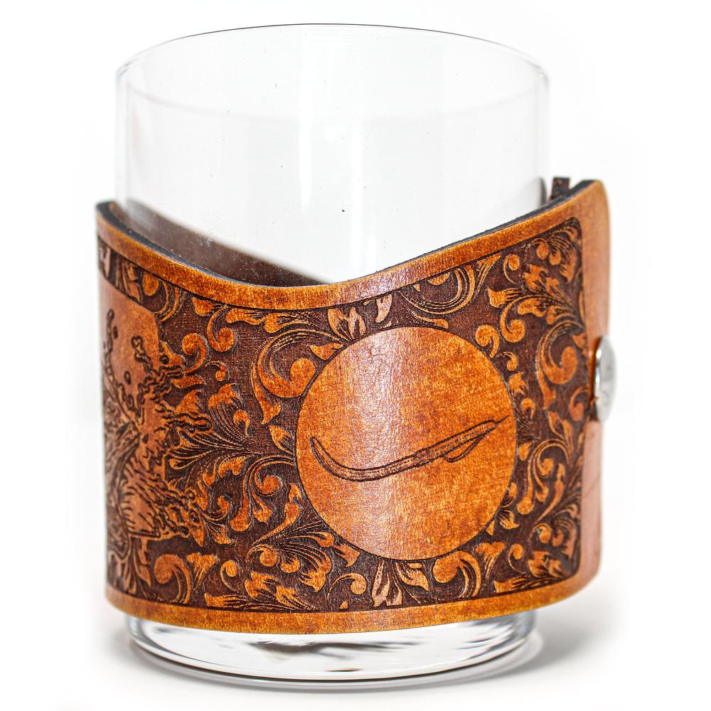 Whiskey Glass Leather Wrap - Bass Splash