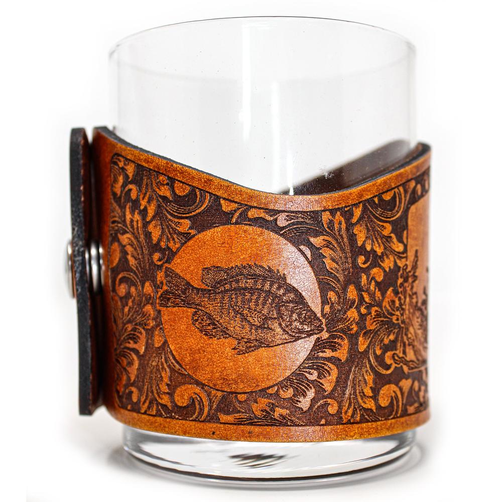 Whiskey Glass Leather Wrap - Bass Splash