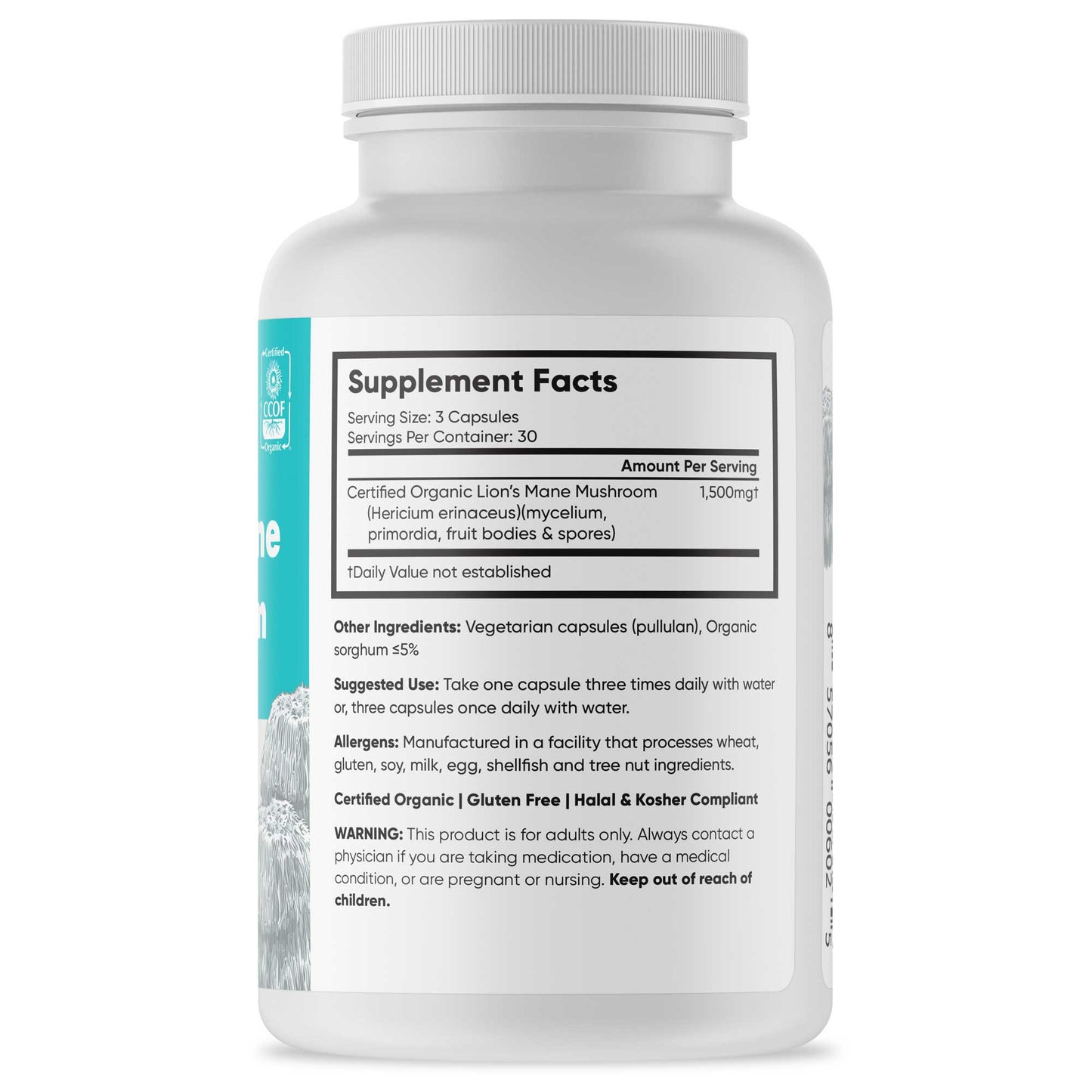 Organic Lion's Mane Mushroom, 90 Capsules