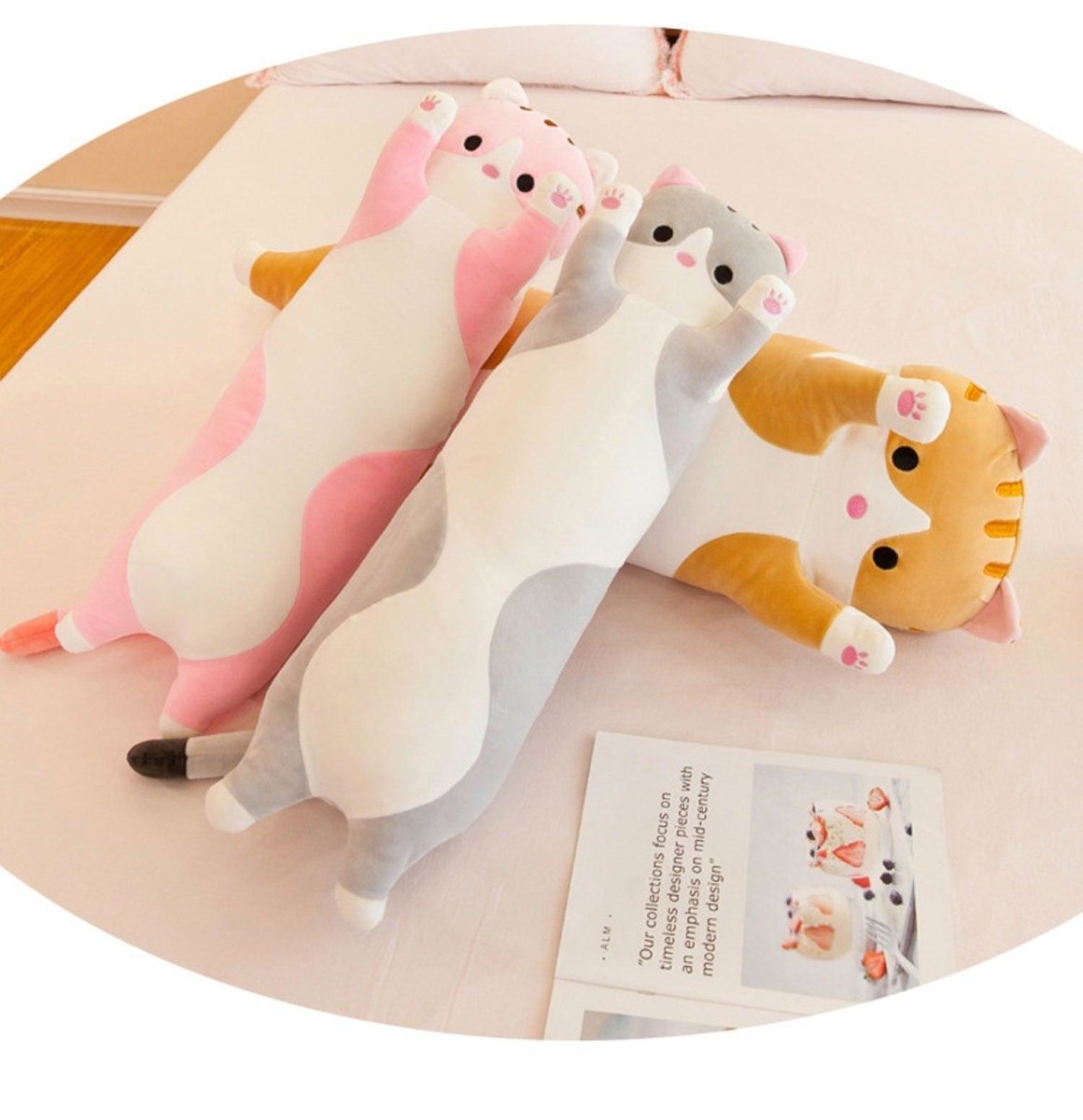 Long Cat Pillow Plush – 26" Soft Cuddly Gift for Kids