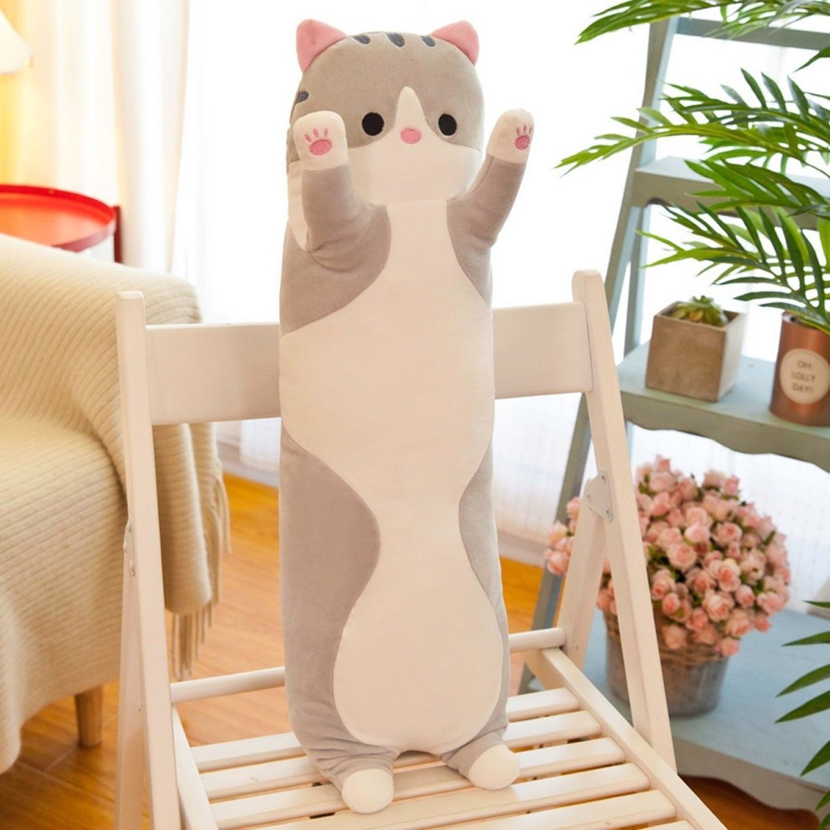 Long Cat Pillow Plush – 26" Soft Cuddly Gift for Kids