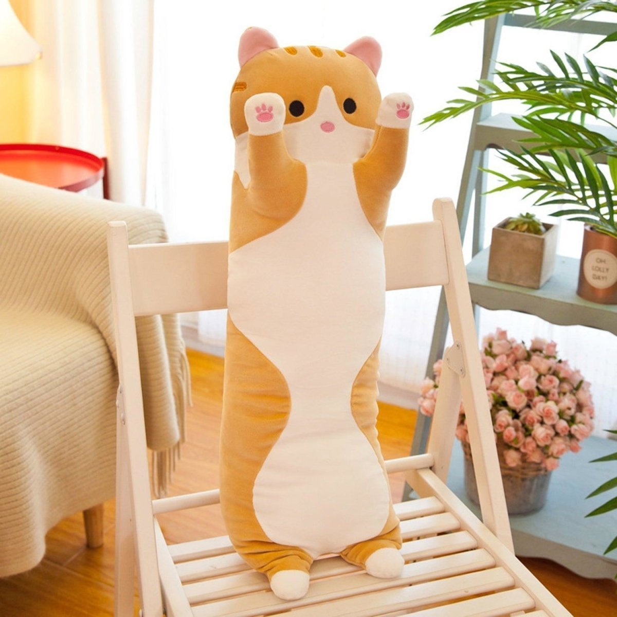 Long Cat Pillow Plush – 26" Soft Cuddly Gift for Kids