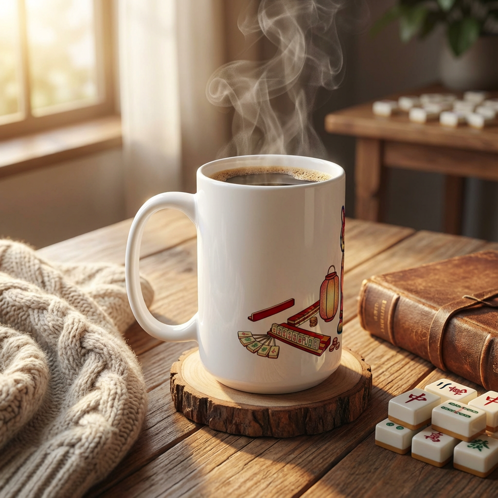 Mahjong Night Tigers - Lantern Lit Luck - 15oz Mug