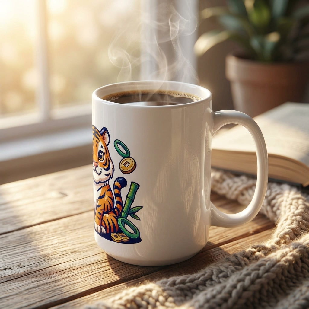 Mahjong Night Tigers - Lucky Eight Tiger - 15oz Mug