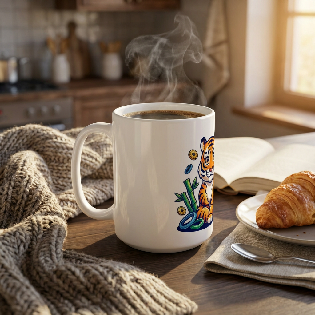 Mahjong Night Tigers - Lucky Eight Tiger - 15oz Mug