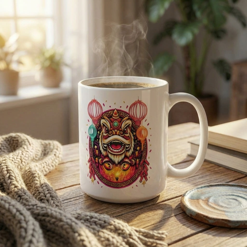 Mahjong Night Tigers - Neon New Year - 15oz Mug