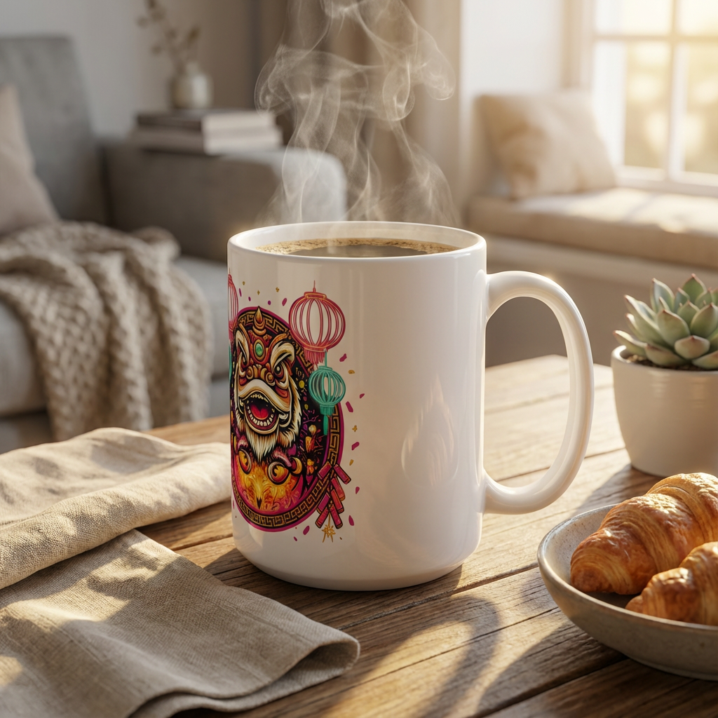 Mahjong Night Tigers - Neon New Year - 15oz Mug