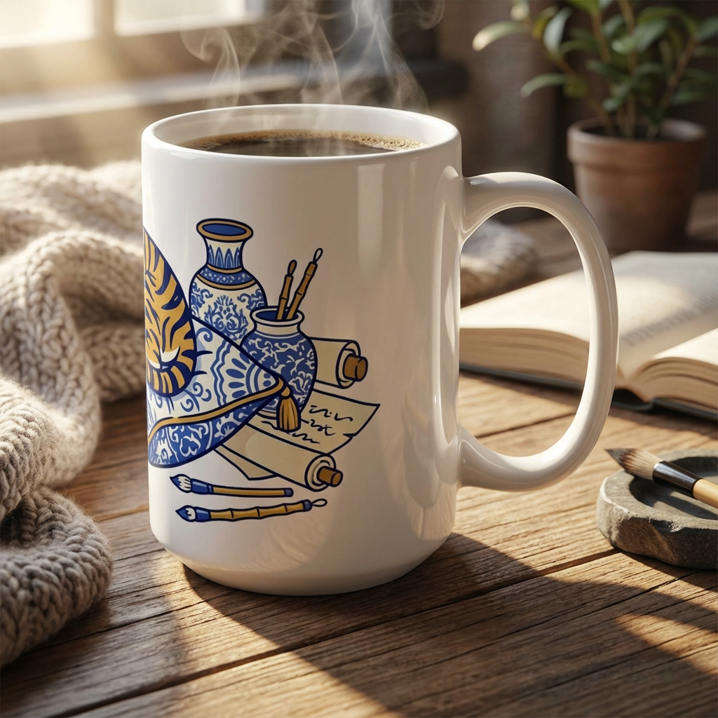 Mahjong Night Tigers - Porcelain Dreams - 15oz Mug