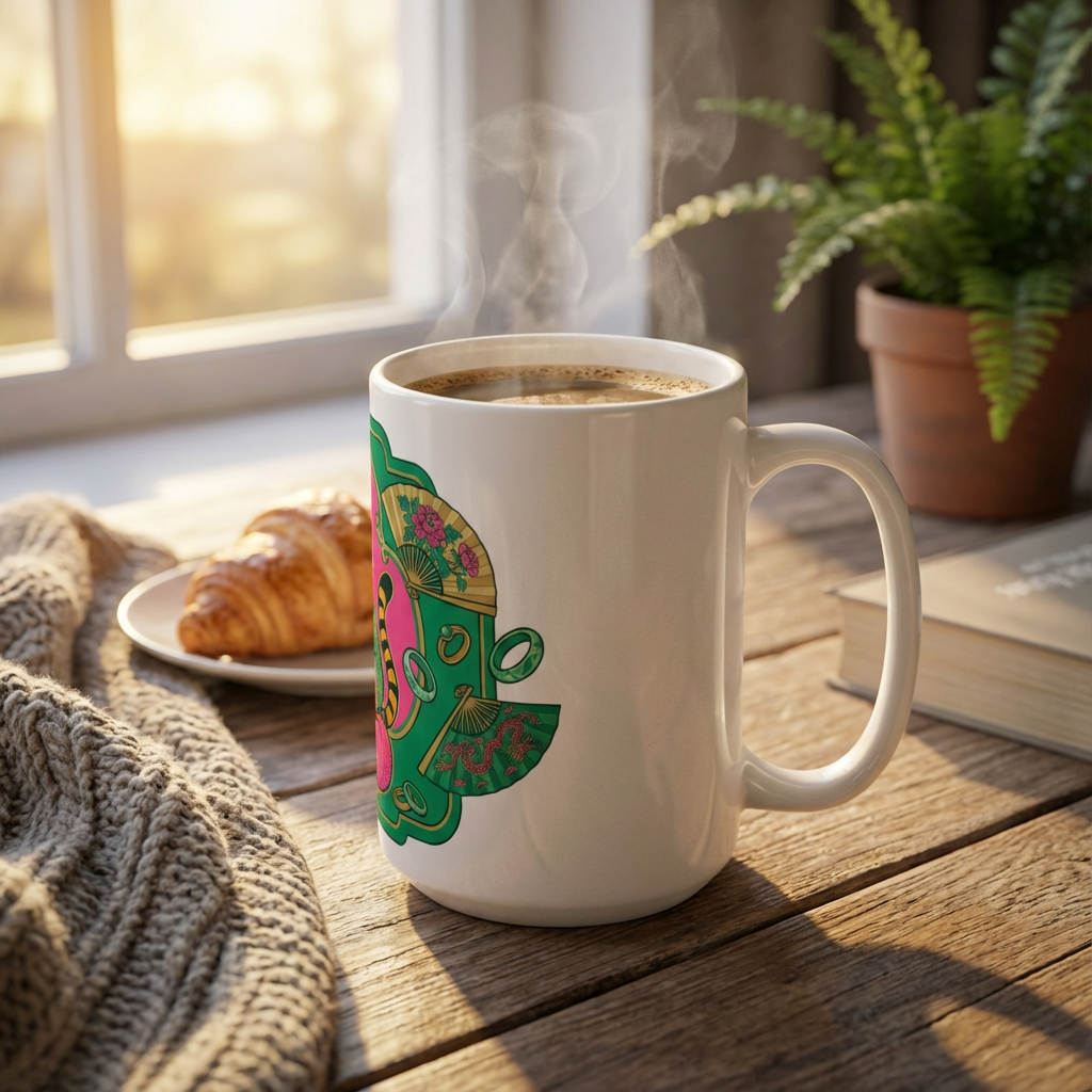 Mahjong Night Tigers - The Winning Hand - 15oz Mug
