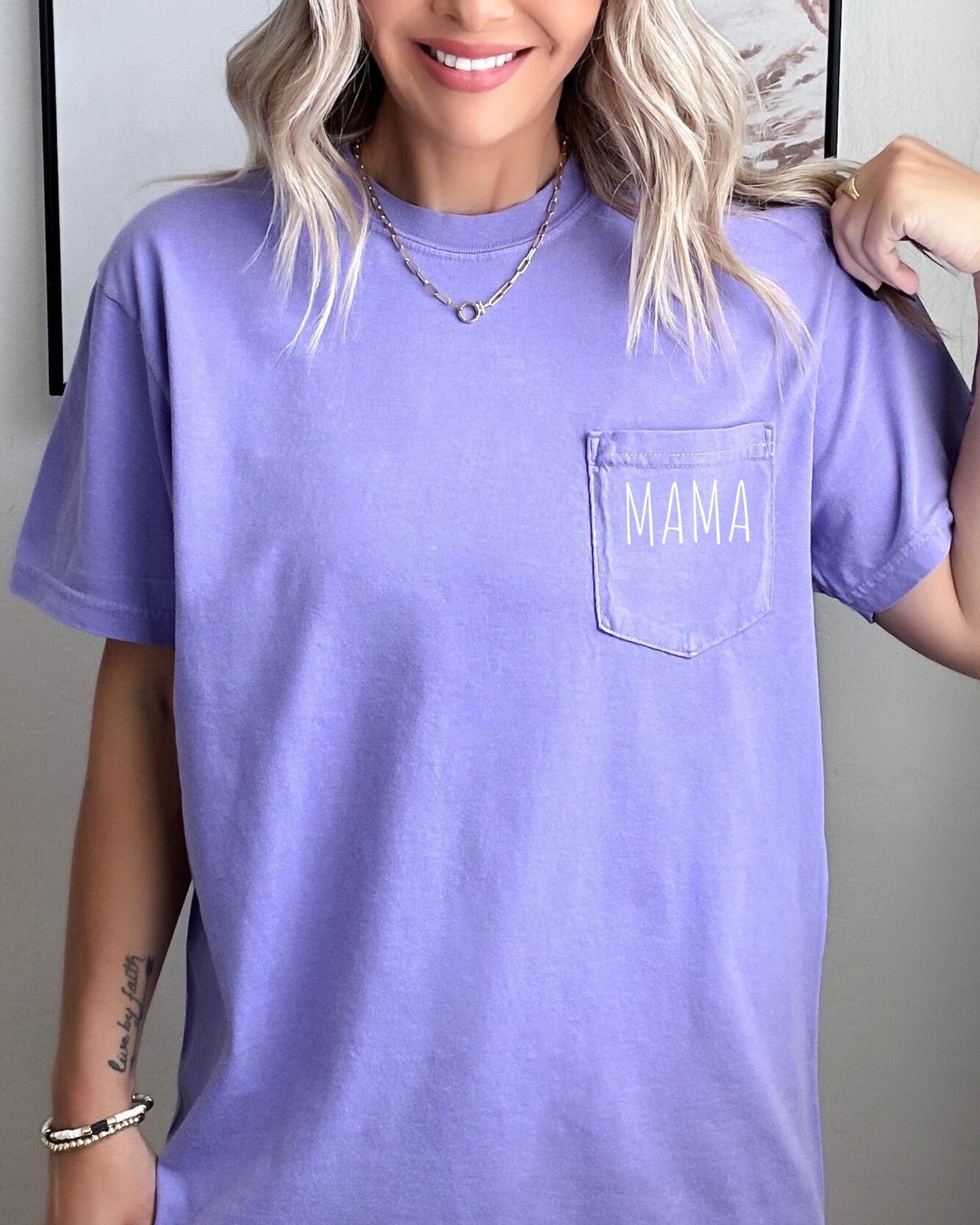 Mama Comfort Colors Pocket T Shirt