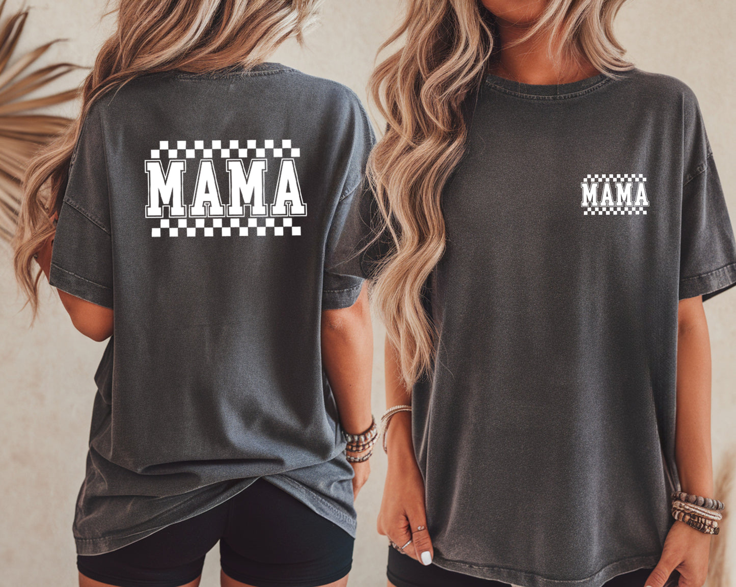 RetroPlaid MamaCheckered Front & Back Comfort Colors T Shirt