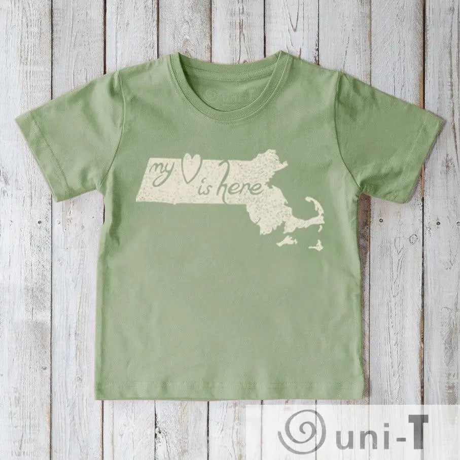 "My Heart Is Here" Massachusetts T-Shirt for Kids