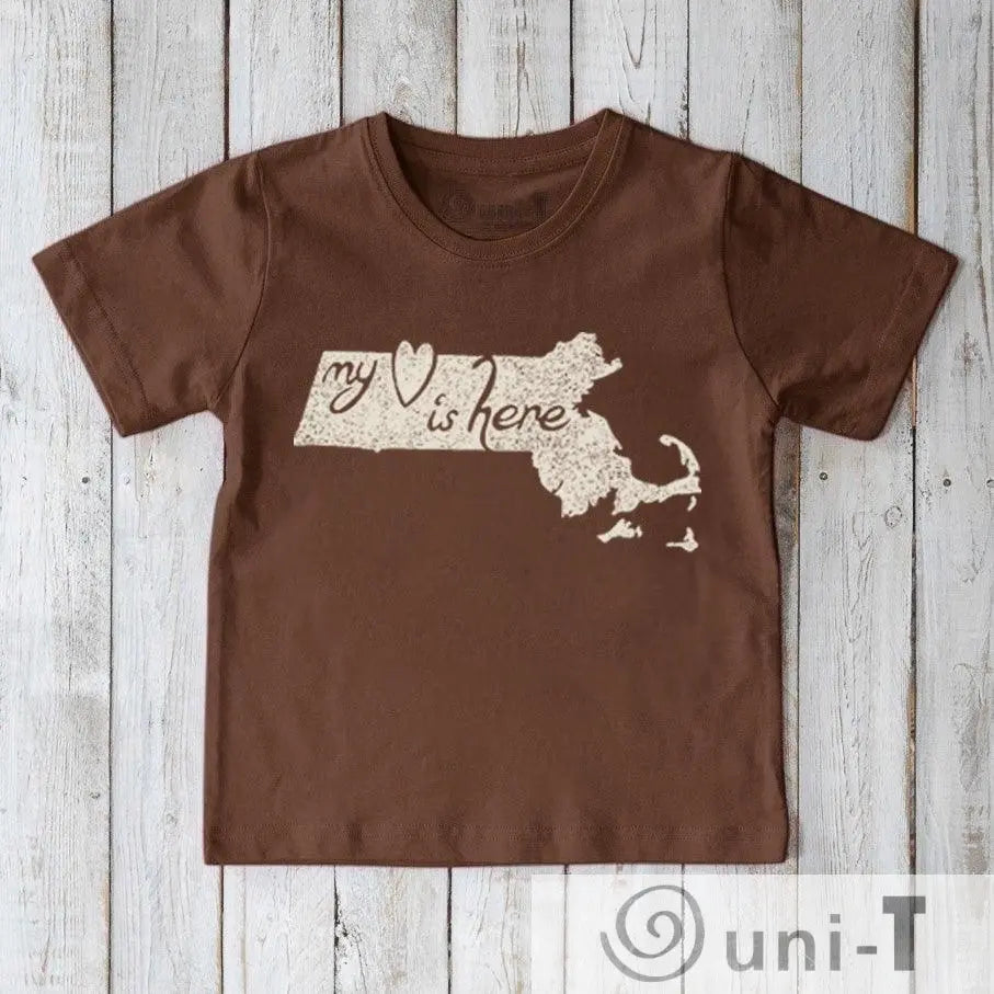 "My Heart Is Here" Massachusetts T-Shirt for Kids