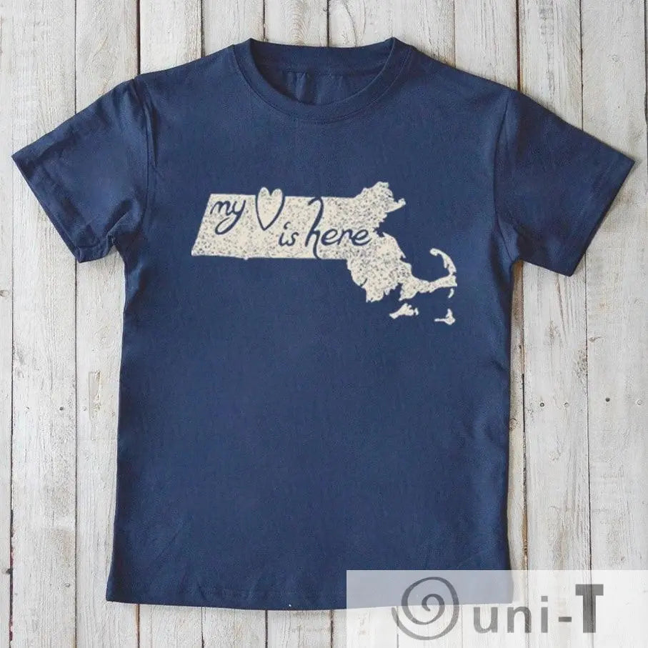 "My Heart Is Here" Massachusetts T-Shirt for Kids