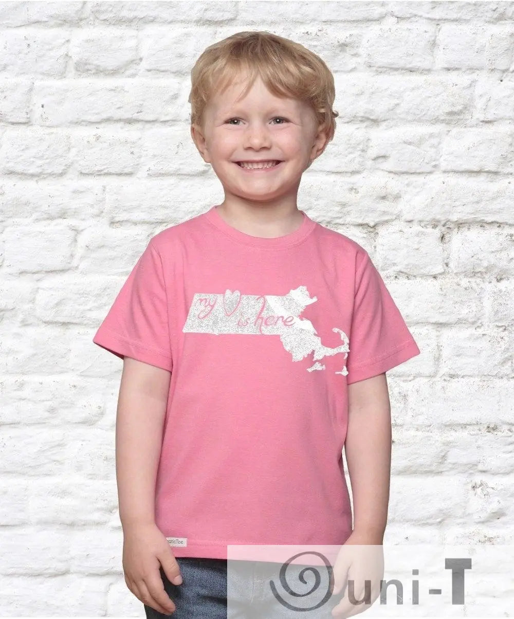 "My Heart Is Here" Massachusetts T-Shirt for Kids