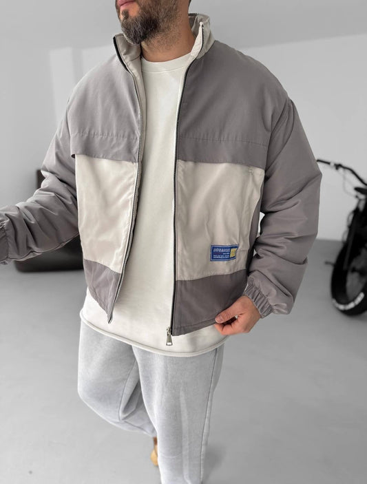 Men's Oversized Zip-Up Sweatshirt Two-Tone
